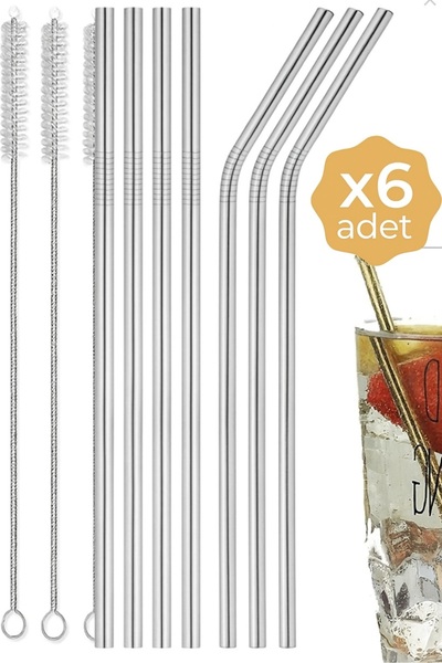 HERA CONCEPT 6 komada slamki od nehrđajućeg čelika + 3 četke za čišćenje zlat...