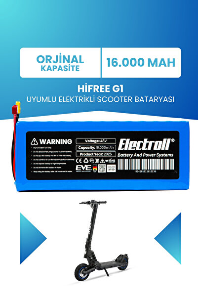 ELECTROLL Hifree G1 Uyumlu Scooter Bataryası (ORJİNAL KAPASİTE) 48v 16.000mah Scooter Pil