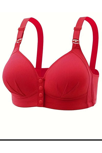 SATTENS Front Button Hollow Unbuttressed Plus Size Bra Soft Comfortable Mold Gathering Bra