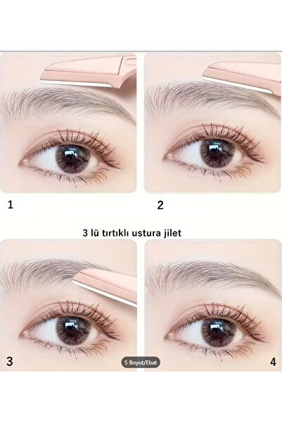 Kezban Tekstil 3 LÜ TIRTIKLI Kaş-Bıyık-Vücut Usturası Kadın / Erkek TIRAŞ Bakım Epilasyon Seti