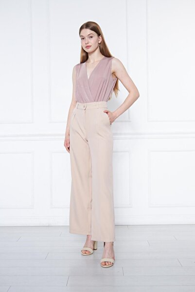 comstar Women's Beige High Waist Palazzo Pants