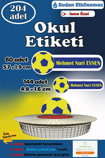 GSticker İsme Özel Okul Etiketi Kalem Defter Etiketi Sticker Kız Erkek Çocuk ...