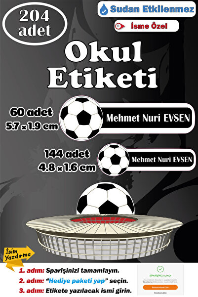 GSticker İsme Özel Okul Etiketi Kalem Defter Etiketi Sticker Kız Erkek Çocuk ...