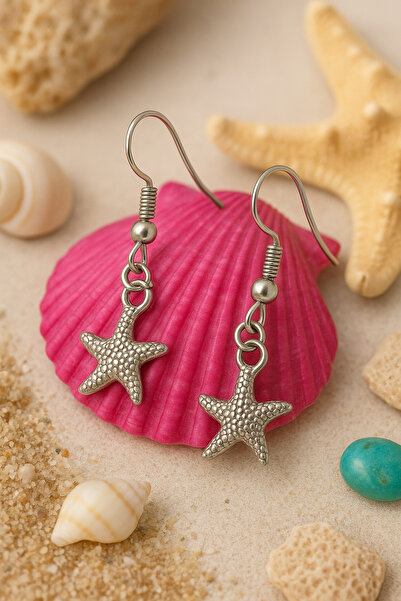 puffydik Deniz Yıldızı Detaylı Sallantılı Küpe