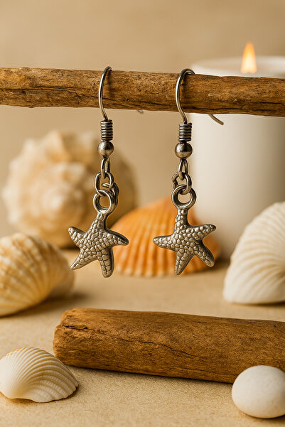 puffydik Deniz Yıldızı Detaylı Sallantılı Küpe