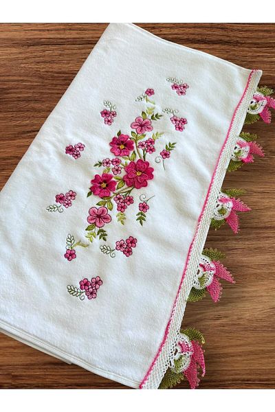 Dantelux Needle Embroidered Handcrafted Velvet 50 X90 cm Hand Towel Dowry Towel