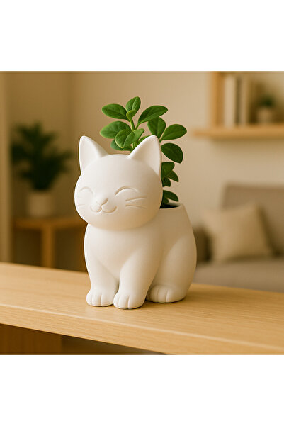 EREM STORE 3D Kedi Figürlü Mini Dekoratif Saksılar - Kedi Figür ( 13x13 cm )