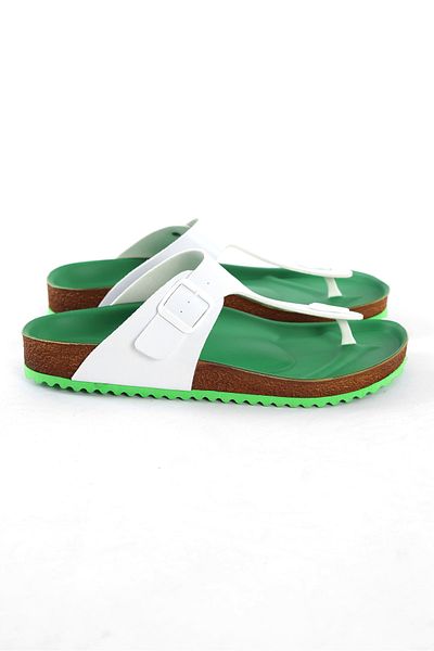 COMFORT OF PANTOFOLE Men's White Green Flip Flops Cork