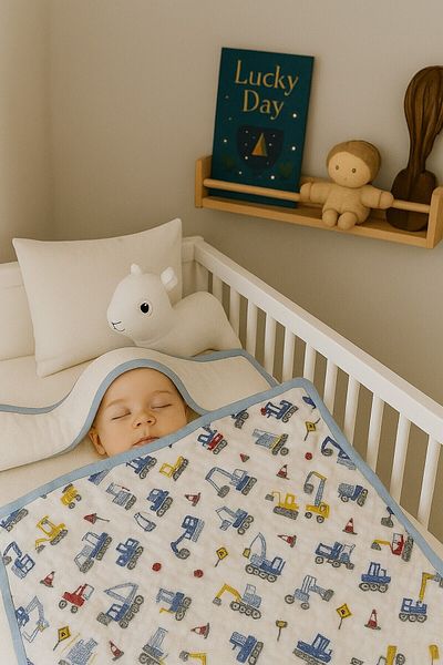 Lucky Day 5 Layer Double Sided Muslin Baby Blanket and Cover - Multi-Purpose