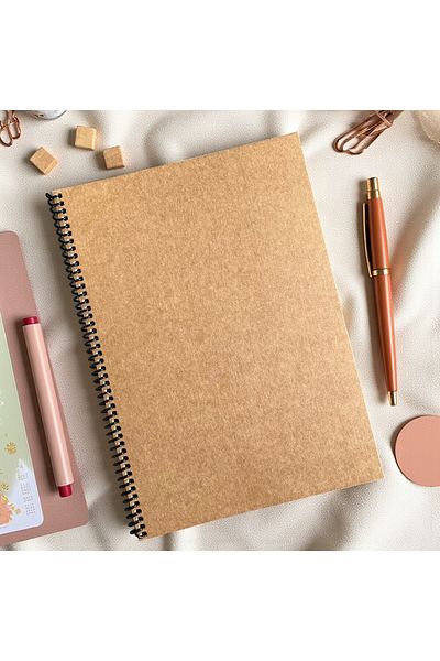Fark Tanıtım A4 Size Yellow Cover Unlined Spiral Notebook, 60 Sheets (120 Sheets)