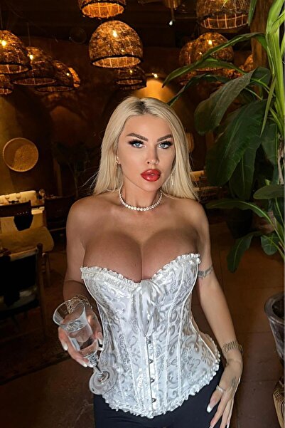 Bikini Mayokini Dünyası Enissa İşlemeli Korse - Beyaz