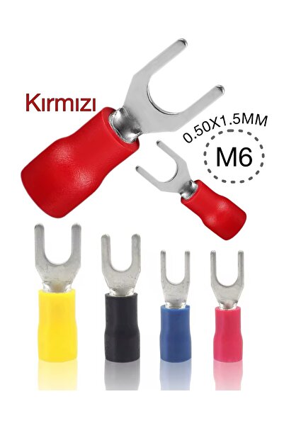 Nexo Izoleli Çatal Kablo Pabucu (0,50-1,50MM) 100 Adet M6 Kırmızı