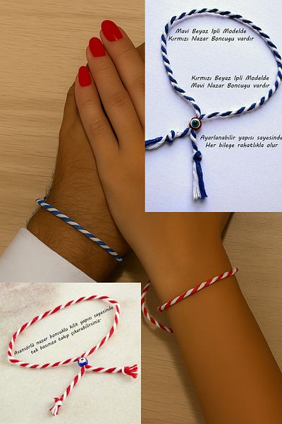 Takı Dükkanı Dear Couple 2-Piece Bracelet Evil Eye Beaded Martenitsa Bracelet Bbb27