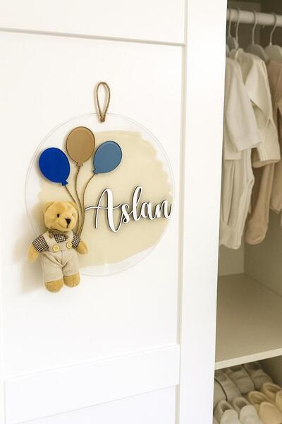 Bonika Balonlu Bubble Ayıcıklı Pleksi Bebek Kapı Süsü