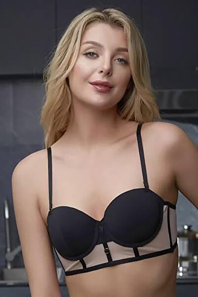 Bikini Mayokini Dünyası Асиметричен комплект с къса блуза - бежов-черен