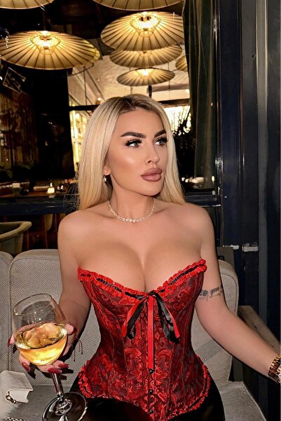 Bikini Mayokini Dünyası Corset brodat Enissa - Roșu-Negru