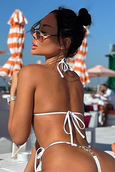 Bikini Mayokini Dünyası Vanessa Stone Thong Bikini - White