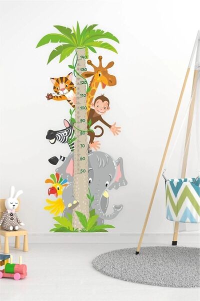 giftshoppi Sevimli Hayvanlar Temalı Boy Ölçer - Çocuk Odası Duvar Sticker & G...