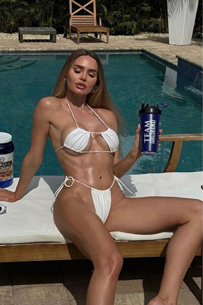Bikini Mayokini Dünyası Linda Büzgülü Bikini - Beyaz