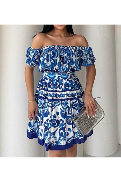 Butik Şenel Printed Crop Skirt Mini Set