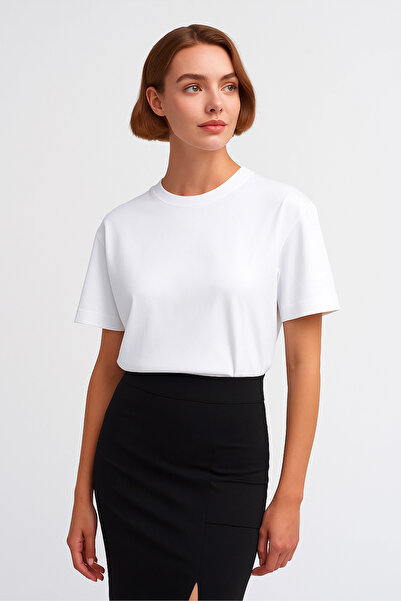 GUARAZ Γυναικείο 100% οργανικό βαμβάκι Relaxed Fit Στρογγυλό λαιμό Λευκό μπλουζάκι