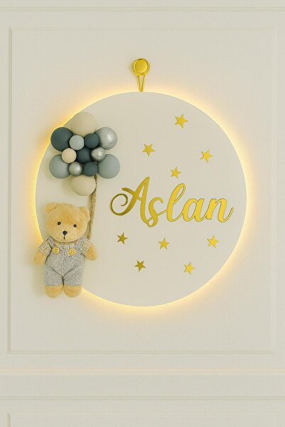 Bonika Bubble Ayıcıklı Ledli Bebek Kapı Süsü - Hastane Bebek Kapı Süsü