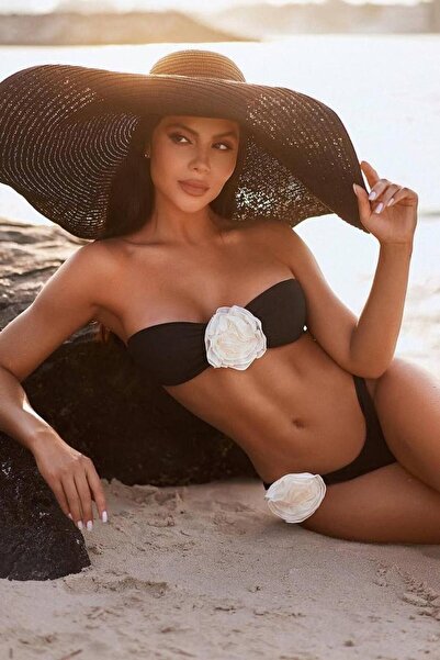 Bikini Mayokini Dünyası Cindy Strapless Rose Bikini - Μαύρο