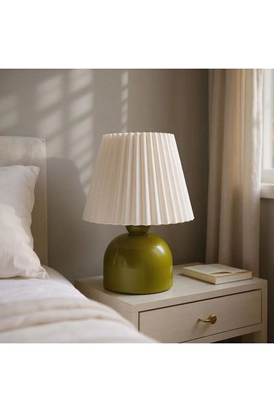 DREAM MODE Glory Metal Base Pleated Lampshade Stylish Table Lamp for Living Room and Bedroom Modern Lighting