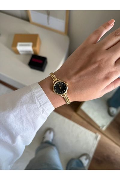 RoseandRoses Gleam Thin Cord Minimal Women Wrist Watch Gold (Black Dial)