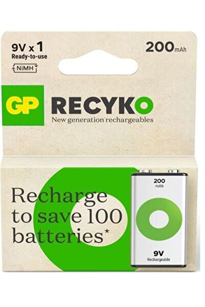 GP 9V 200 mAh Şarjlı Tekli Paket GP20R8HEM-2GB1