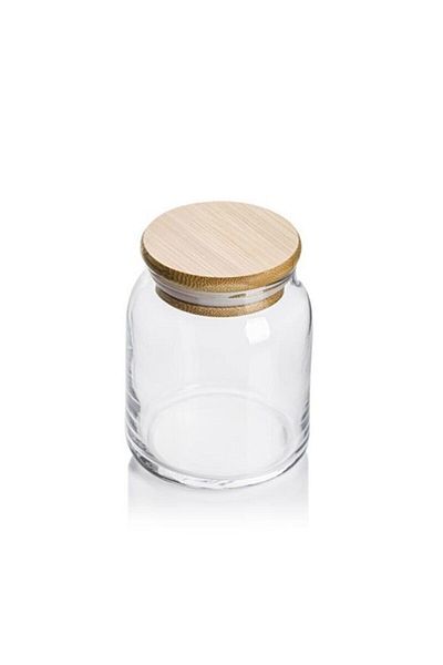 ZenGlow Mini Glass Jar with Bamboo Vacuum Lid - Spice Jar - Sauce Bowl - Multi-Purpose Jar 300ml