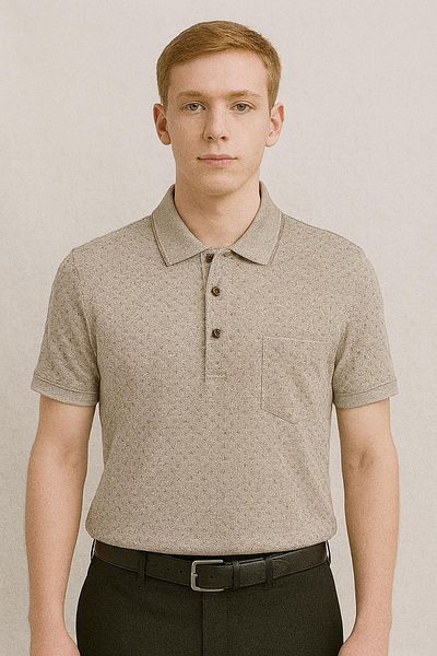 Ercan Classic Short Sleeve Pocket Men's T-Shirt with Large Size Collar 7347