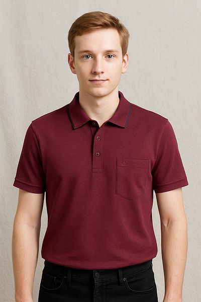 Ercan Simenti Large Size Collar Classic Short Sleeve Pocket Men's T-Shirt 7348