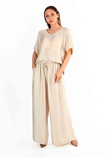 VETTA Saten V Yaka Bluz