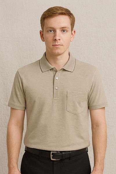 Ercan Simenti Large Size Collar Classic Short Sleeve Pocket Men's T-Shirt 7348