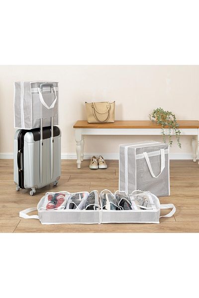 Buclee 6 Compartment Shoe Bag - Travel and Shoe Organizer Bag - Foldable, Portable Organizer
