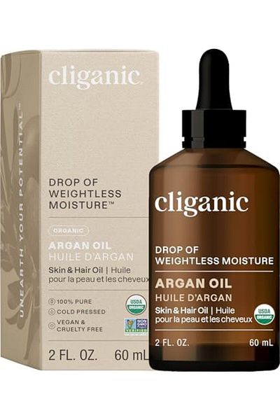 Cliganic Organic Argan Oil, Pure 100% | For Hair, Face & Skin | Cold Pressed, Morocco Origin
