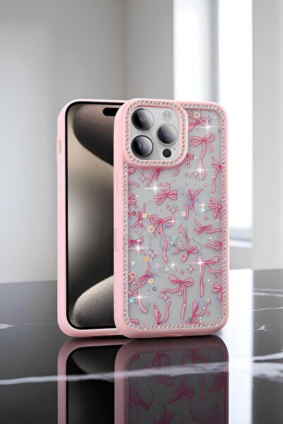 Hatreds Apple iPhone 14 Pro Max Kılıf Taşlı ve Simli Tasarım Azra Kapak