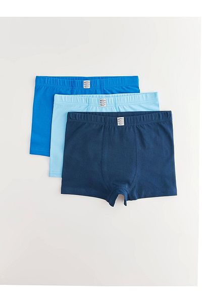 LC Waikiki Lcw Kids Navy Blue Basic Cotton Boy Boxer 3 Pcs