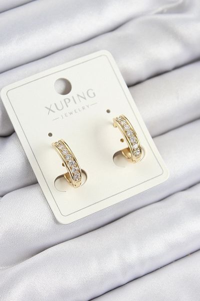 Avantaj Kapıda ®   Xuping Zircon Stone Hoop Model Gold Color Women's Earrings