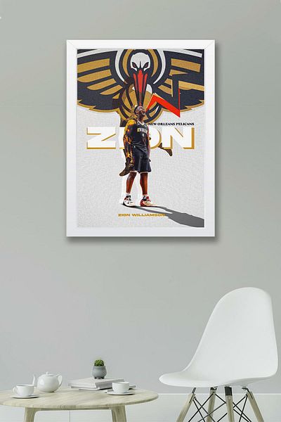 Saturn Zion Williamson Framed Painting - New Orleans Pelicans Nba Poster Painting