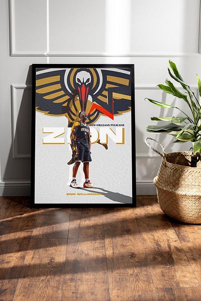 Saturn Zion Williamson Framed Painting - New Orleans Pelicans Nba Poster Painting