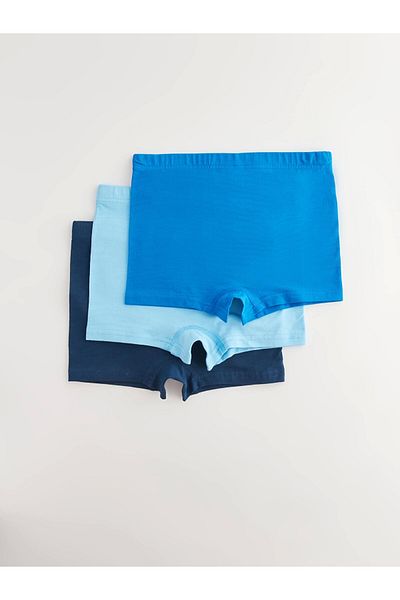 LC Waikiki Lcw Kids Navy Blue Basic Cotton Boy Boxer 3 Pcs