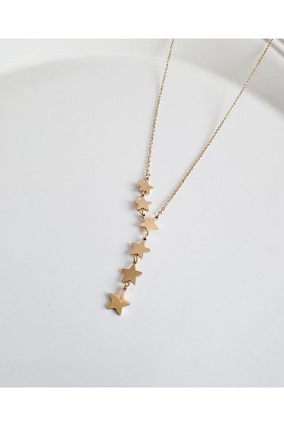 DEVİ fashion Steel Shooting Star Y Necklace 45 cm