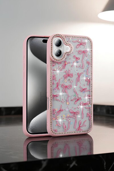 Hatreds Apple iPhone 16 Plus Kılıf Taşlı ve Simli Tasarım Azra Kapak