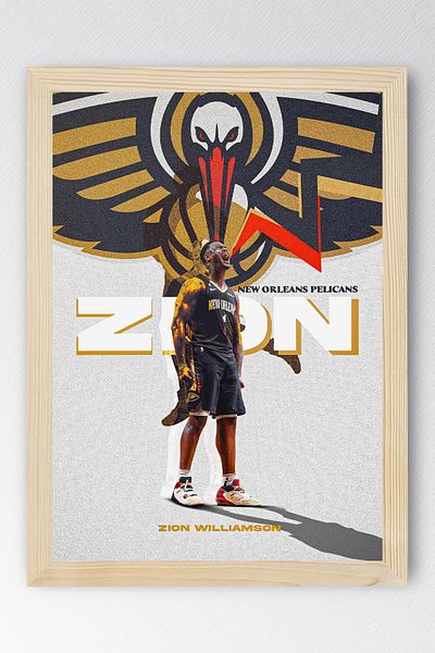 Saturn Zion Williamson Framed Painting - New Orleans Pelicans Nba Poster Painting
