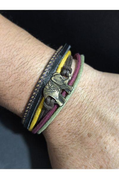 enyatakı Elephant model original leather rope bracelet