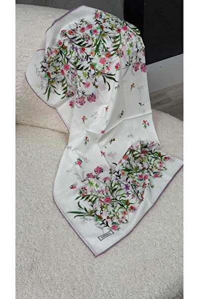 ipekevi Desenli Pamuk Eşarp İnci Beyazı