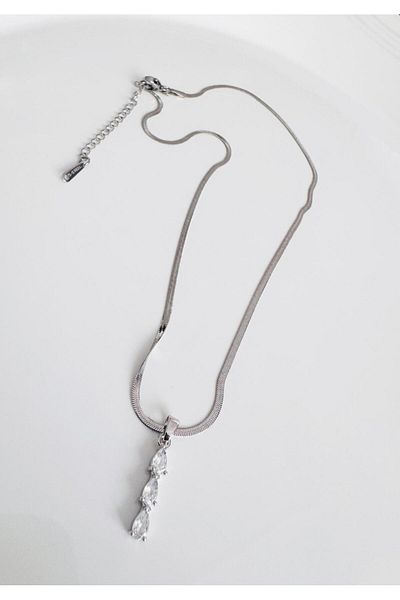 DEVİ fashion Steel Zircon Stone Necklace 40 cm