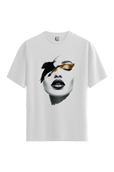 Color Luxe Women'S/Unisex White 100% Cotton Relaxed Fit Crew Neck Fade Custom...